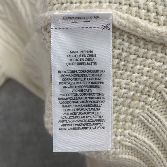 Polo Ralph Lauren Sweater Women's Large Beige Chunky Fisherman Knit Preppy - Picture 8 of 11